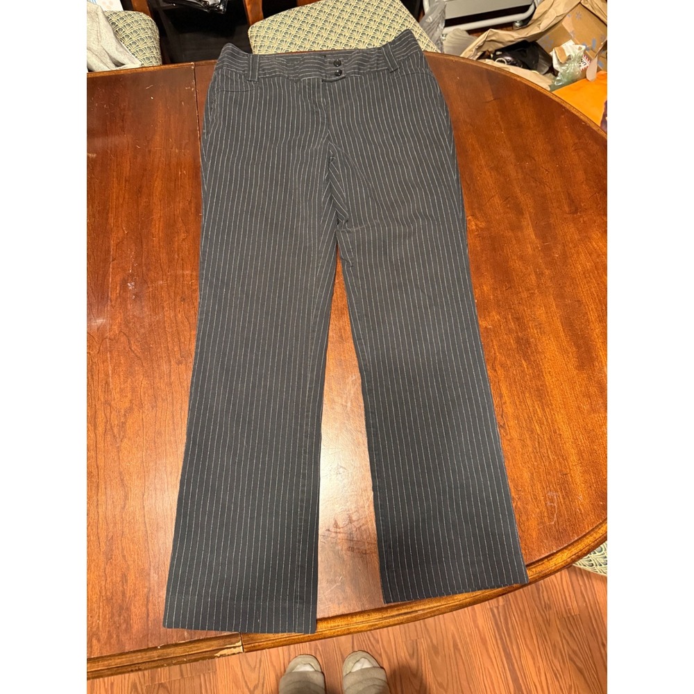 Relativity Womens Black Pinstripe Straight Leg Dress Pants Size 8 Career Office